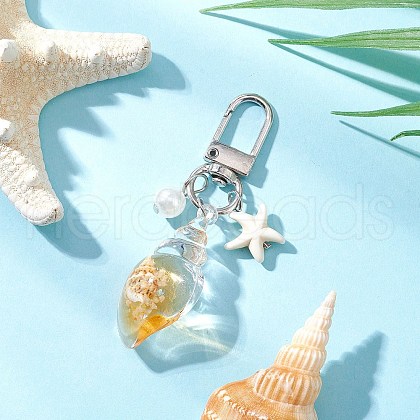 Glow in the Dark Acrylic Conch Pendant Decorations HJEW-JM03290-02-1