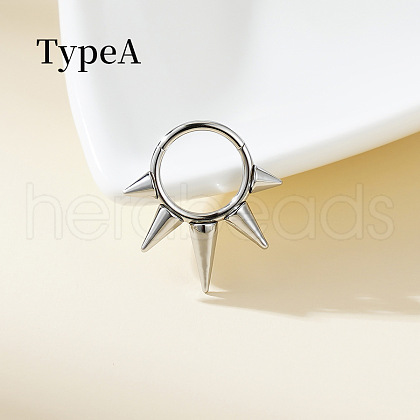 316 Surgical Stainless Steel Spike Hoop Nose Rings WG34C30-26-1