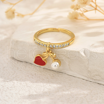 Fruit Pendant Brass Micro Pave Cubic Zirconia Finger Rings for Women SK0908-5-1