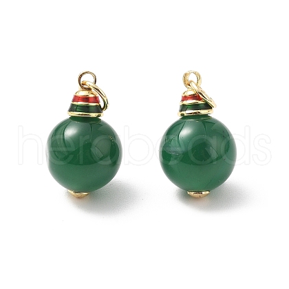 Natural Green Onyx Agate(Dyed & Heated) Round Pendants KK-L237-019G-1