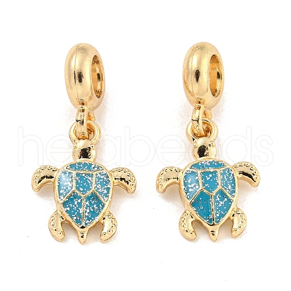 Rack Plating Alloy Enamel Sea Turtle European Dangle Charms FIND-B034-52G-1