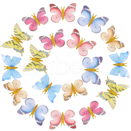 Gorgecraft 18Pcs 6 Styles Cloth Butterfly Alligator Hair Clip OHAR-GF0001-39-1