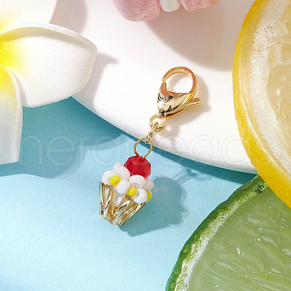 Glass Seed Beaded Pendant Decorations HJEW-MZ00188-05-1