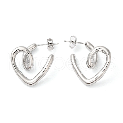 Non-Tarnish 304 Stainless Steel Heart Stud Earrings EJEW-K244-43P-1