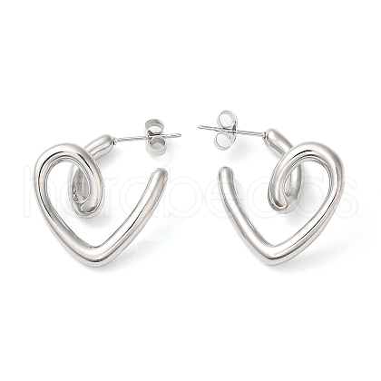 304 Stainless Steel Heart Stud Earrings EJEW-K244-43P-1