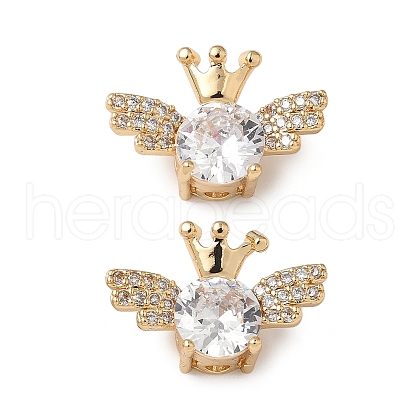 Brass Micro Pave Clear Cubic Zirconia Beads KK-G531-05G-1