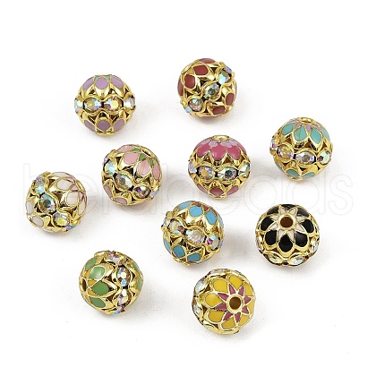 Brass Enamel Beads KK-L236-01B-G-1