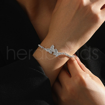 Butterfly Alloy Link Bracelets WG778B6-02-1