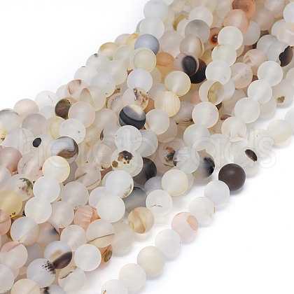 Natural Dendritic Agate Beads Strands X-G-D0005-21-8mm-1