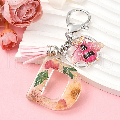 Resin & Acrylic & Faux Suede Tassel Keychain KEYC-YW00125-04-1