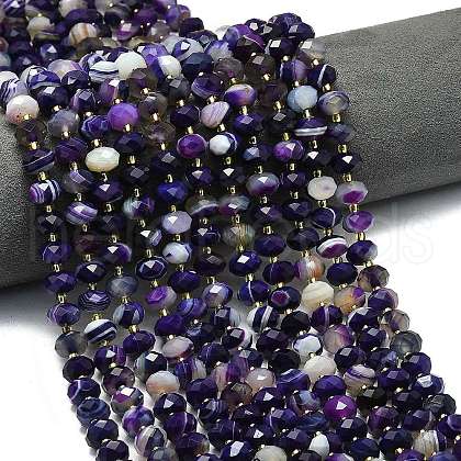 Natural Banded Agate Beads Strands G-P573-A12-01-1
