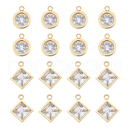 Unicraftale 16Pcs 4 Style 304 Stainless Steel Rhinestone Charms STAS-UN0055-94-1