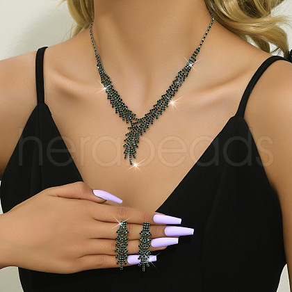 Snowflake Alloy Rhinestone Chain Necklaces & Stud Earrings Sets FS-WGB2E3F-07-1
