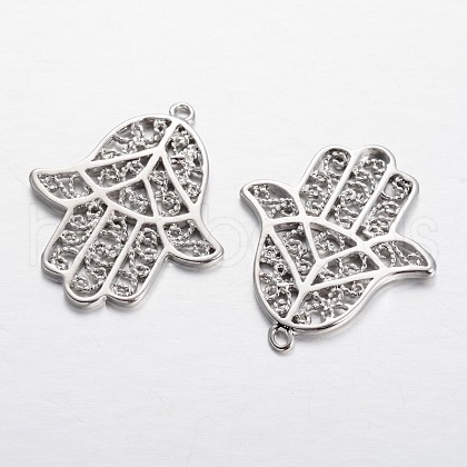 Palm Brass Pendants KK-F371-59P-1