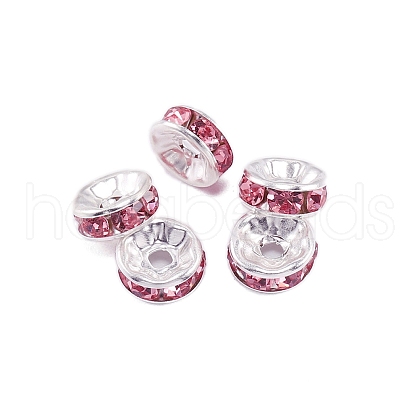 Rondelle Brass Rhinestone Spacer Beads FS-WG29681-60-1