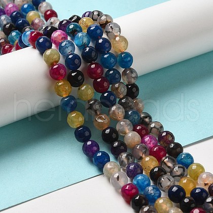 Colored Natural Multi-Color Agate Beads Strands G-R177-8mm-07-1