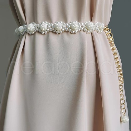 Alloy & Plastic Imitation Pearl Beaded Belly Chains for Women WG270D6-01-1