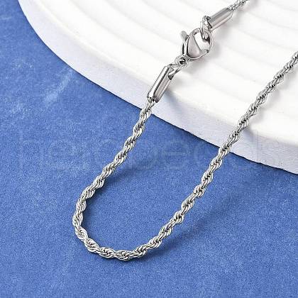 Tarnish Resistant 304 Stainless Steel Rope Chain Necklaces STAS-M174-008P-A-1