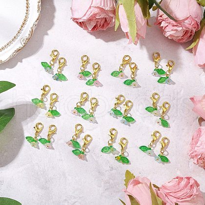 24Pcs 12 Colors Acrylic Flower Pendant Decorations HJEW-JM03088-1