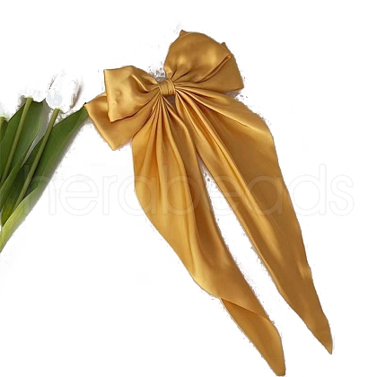 Solid Color Long Bowknot Satin Hair Barrettes PW-WGAD6A6-05-1