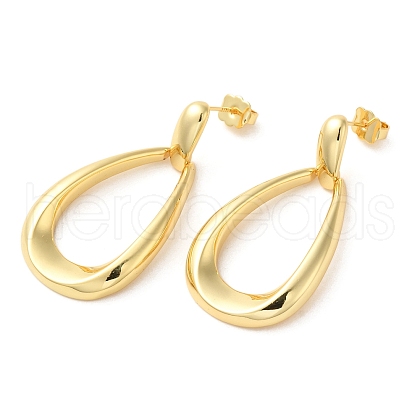 Real 18K Gold Plated Brass Dangle Stud Earrings EJEW-G382-09A-G-1