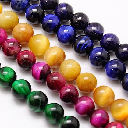 Natural Tiger Eye Beads Strands G-G544-6mm-M-1