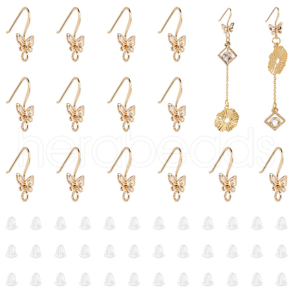 Unicraftale 20Pcs Butterfly Brass Earring Hooks KK-UN0002-22-1