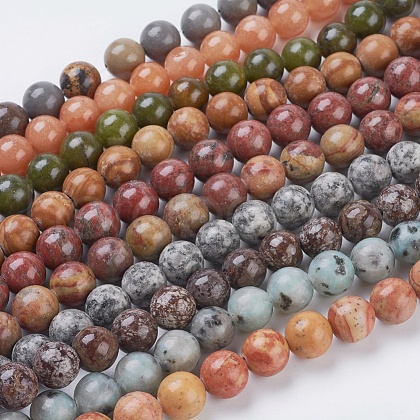 Natural Mixed Gemstone and Dyed Jade Beads Strands G-G151-10mm-M2-1