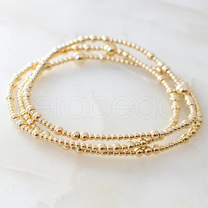 3Pcs Brass Round Beads Stretch Bracelets for Women WV3969-1