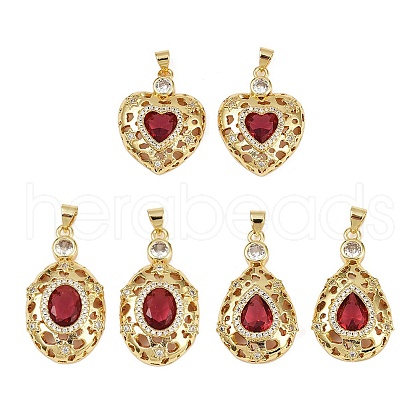 Brass Micro Pave Cubic Zirconia Pendants KK-S526-20G-A-1