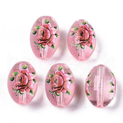 Printed & Spray Painted Transparent Glass Beads GLAA-S047-07A-A01-1