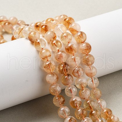 Natural Citrine Beads Strands G-A262-A01-8mm-1