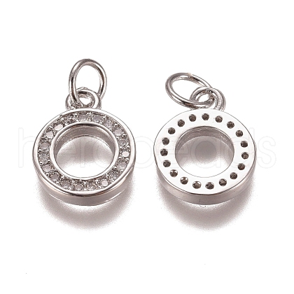 Brass Micro Pave Clear Cubic Zirconia Charms X-ZIRC-G153-23P-1