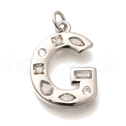 Brass Micro Pave Clear Cubic Zirconia Pendants KK-G521-01P-G-1