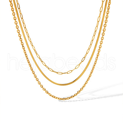 Stainless Steel Double Layer Necklaces for Women PW-WG2F46D-02-1