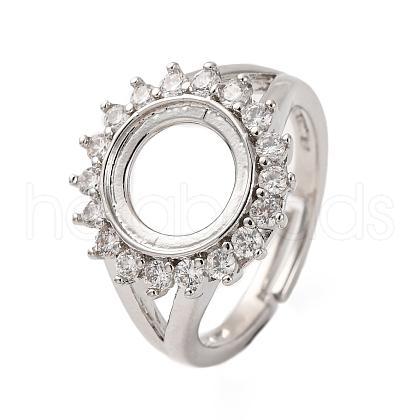 Brass Micro Pave Clear Cubic Zirconia Open Cuff Ring Components KK-U074-11P-1