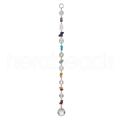Teardrop Glass with Alloy Pendant Decoraton HJEW-JM02156-1
