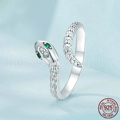 Snake 925 Sterling Silver Micro Pave Cubic Zirconia Cuff Rings for Women FS-WG9DA92-01-1