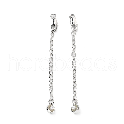 Brass Enamel ABS Imtation Pearl End with Chain KK-B129-27P-01-1