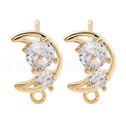 Brass Clear Cubic Zirconia Stud Earring Findings KK-A238-01D-G-1