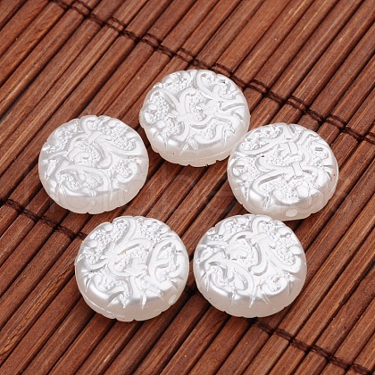 Flat Round Imitation Pearl Acrylic Beads OACR-L004-5395-1