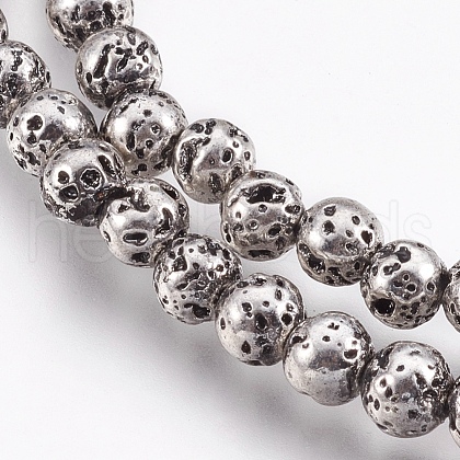 Electroplate Natural Lava Rock Beads Strands G-I200-17A-1