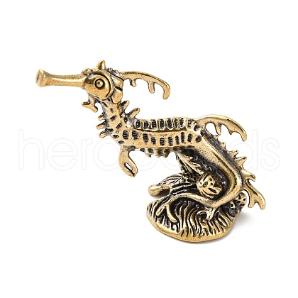 Brass  Seahorse Statue Sculpture KK-D370-03AG-1