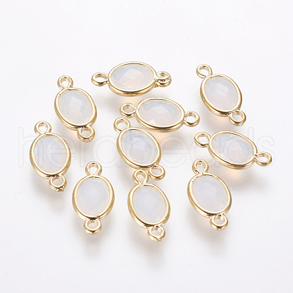 Oval Faceted Golden Brass Opalite Links connectors X-GLAA-O014-29G-1