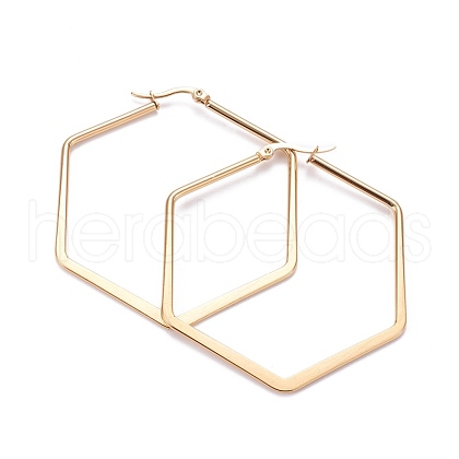 201 Stainless Steel Angular Hoop Earrings EJEW-F205-13G-B-1
