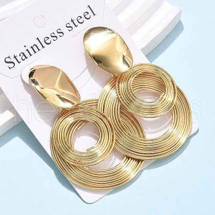 304 Stainless Steel Dangle Stud Earrings EJEW-C142-18G-1