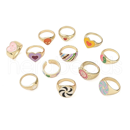 Mixed Style Alloy Enamel Finger Rings for Women RJEW-MSMC002-16-1