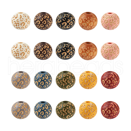 100Pcs 10 Colors Painted Natural Wood Beads WOOD-TA0001-59-1