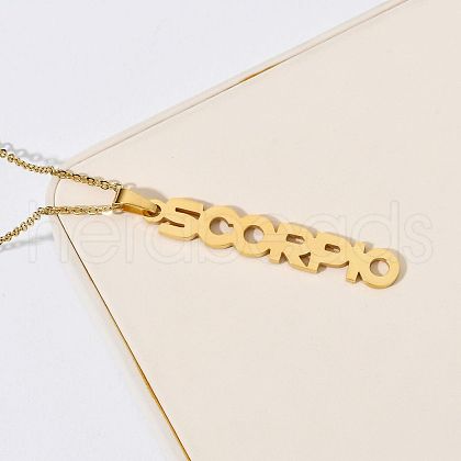 304 Stainless Steel Word Constellation Pendant Necklaces FS-WGAAB2A-12-1