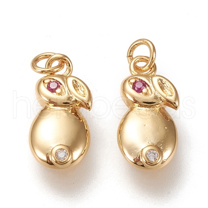 Brass Micro Pave Cubic Zirconia Pendants KK-K246-11G-1